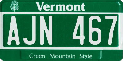 VT license plate AJN467