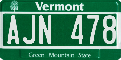 VT license plate AJN478