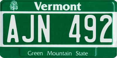 VT license plate AJN492