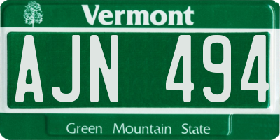 VT license plate AJN494
