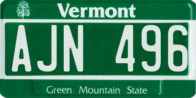 VT license plate AJN496