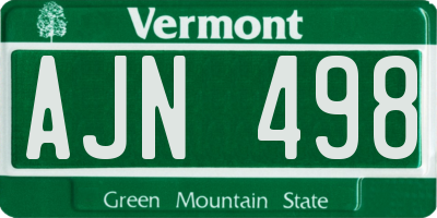 VT license plate AJN498