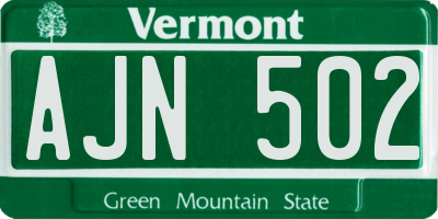 VT license plate AJN502