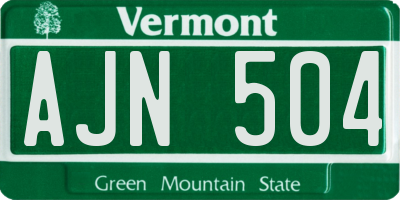 VT license plate AJN504
