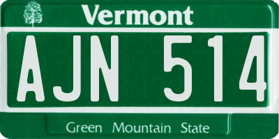 VT license plate AJN514