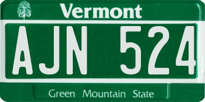 VT license plate AJN524