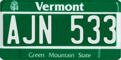 VT license plate AJN533