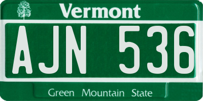 VT license plate AJN536