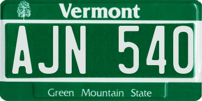VT license plate AJN540
