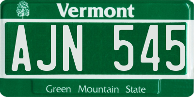 VT license plate AJN545