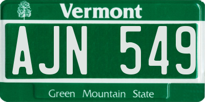 VT license plate AJN549