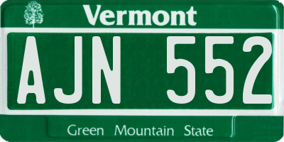VT license plate AJN552