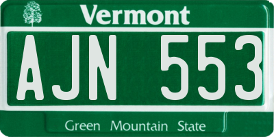VT license plate AJN553