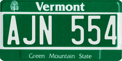 VT license plate AJN554