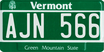 VT license plate AJN566