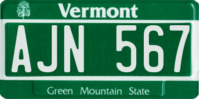 VT license plate AJN567