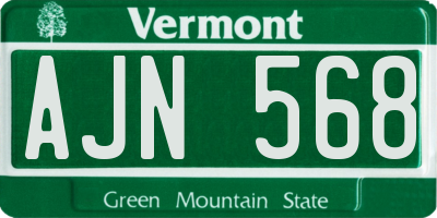 VT license plate AJN568