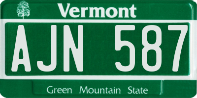 VT license plate AJN587