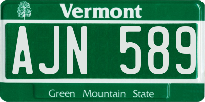 VT license plate AJN589