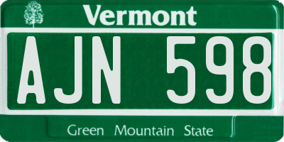 VT license plate AJN598
