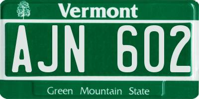 VT license plate AJN602