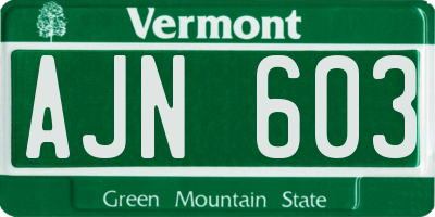 VT license plate AJN603