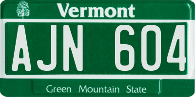 VT license plate AJN604