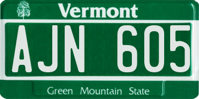 VT license plate AJN605