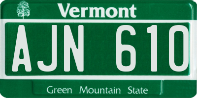 VT license plate AJN610