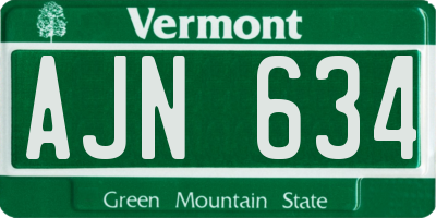 VT license plate AJN634