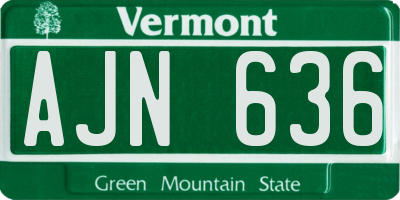 VT license plate AJN636