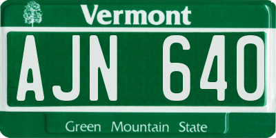 VT license plate AJN640