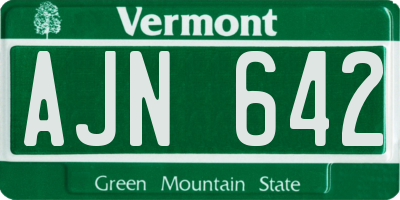 VT license plate AJN642
