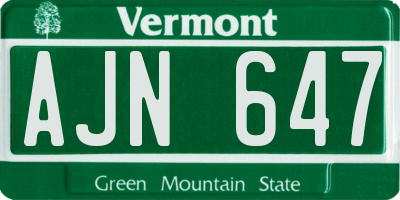 VT license plate AJN647