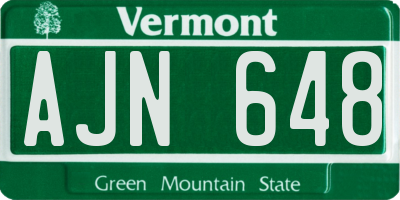VT license plate AJN648