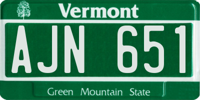 VT license plate AJN651