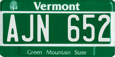 VT license plate AJN652