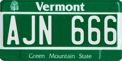 VT license plate AJN666