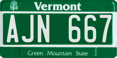 VT license plate AJN667