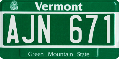 VT license plate AJN671