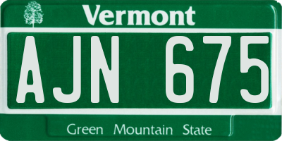 VT license plate AJN675