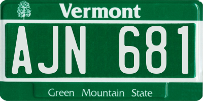 VT license plate AJN681