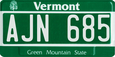 VT license plate AJN685