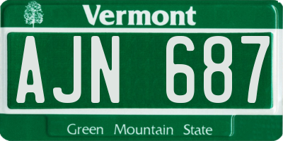 VT license plate AJN687