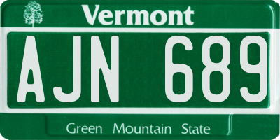 VT license plate AJN689