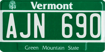 VT license plate AJN690