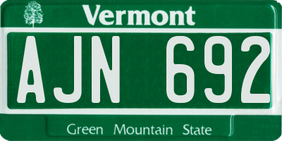 VT license plate AJN692