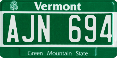 VT license plate AJN694