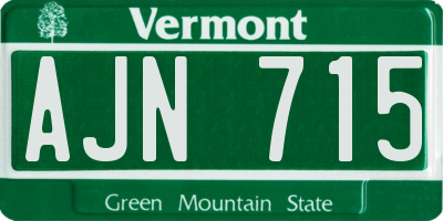 VT license plate AJN715