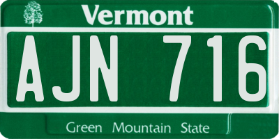 VT license plate AJN716